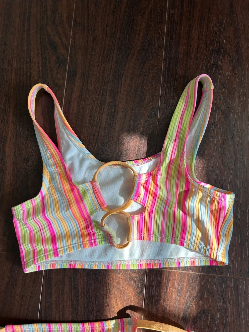 art class Pink, Yellow & Green Striped Girls Two-Piece Bikini